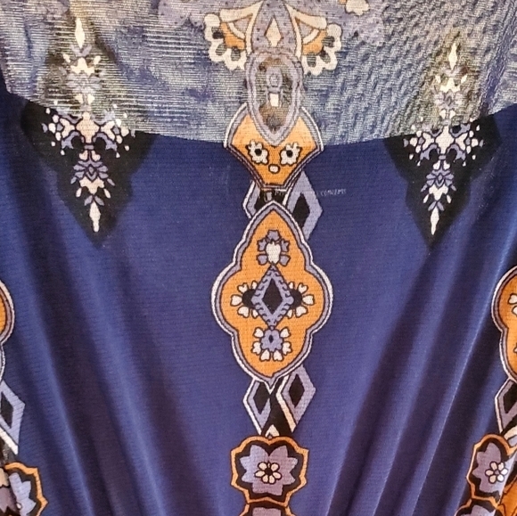 Inc International Concepts Blue Lined Blouse Sheer Paisley Overlay Medium‎ Women - Picture 8 of 15